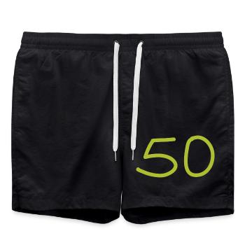 50th birthday fifty number green - Swim Trunks - black - Front - AI Model Male 185 light (185cm)