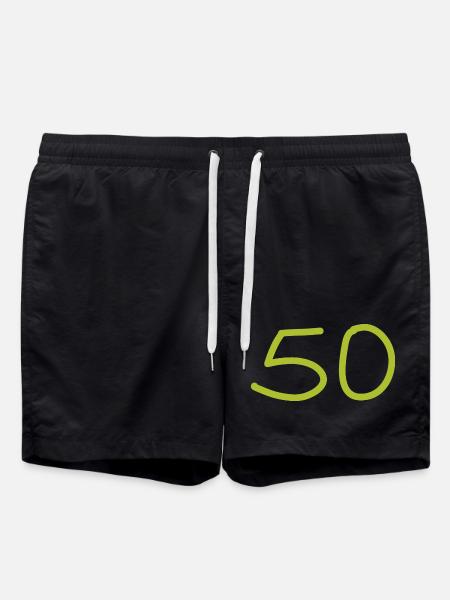 50th birthday fifty number green - Swim Trunks - black