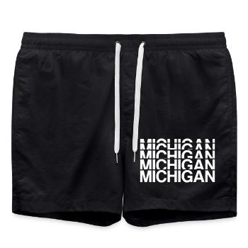 Michigan Raster Blockdesign - Badeshorts - Schwarz - Vorne - AI Model Male 185 light (185cm)