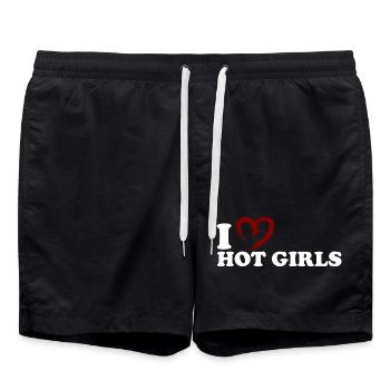 I ♥ Hot Girls - Badeshorts - Schwarz - Vorne - AI Model Male 185 light (185cm)