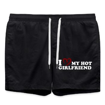 I Love My Hot Girlfriend Design - Swim Trunks - black - Front - AI Model Male 185 light (185cm)