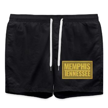 Police rétro Memphis Tennessee - Short de bain - noir - Devant - AI Model Male 185 light (185cm)