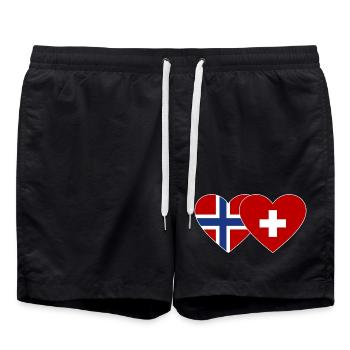Norvège Suisse Flag Heart - Short de bain - noir - Devant - AI Model Male 185 light (185cm)