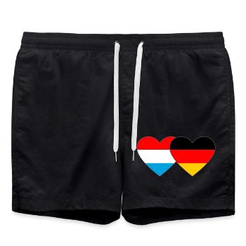 Luxembourg Allemagne Flag Heart - Short de bain - noir - Devant - AI Model Male 185 light (185cm)