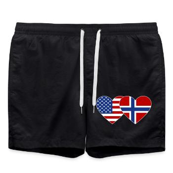 États-Unis Norvège Flag Heart - Short de bain - noir - Devant - AI Model Male 185 light (185cm)