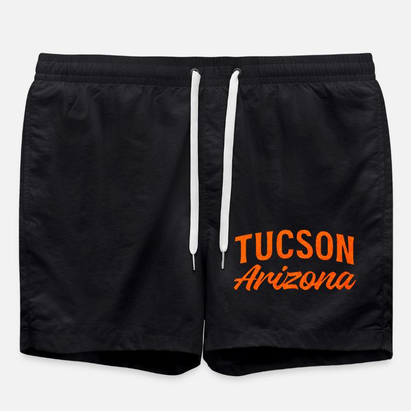 Tucson Arizona Retro Script - Swim Trunks - black