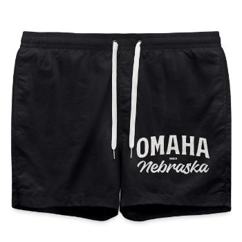 Omaha Nebraska Vintage Script Tee - Badeshorts - Schwarz - Vorne - AI Model Male 185 light (185cm)