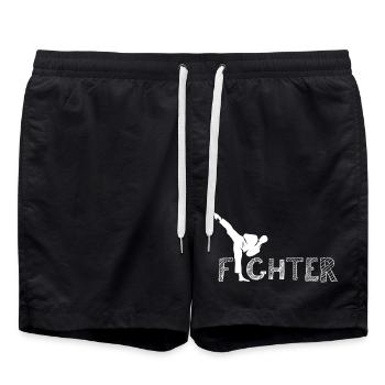 Icône Fighter Fighter Illustration Icône graphique - Short de bain - noir - Devant - AI Model Male 185 light (185cm)