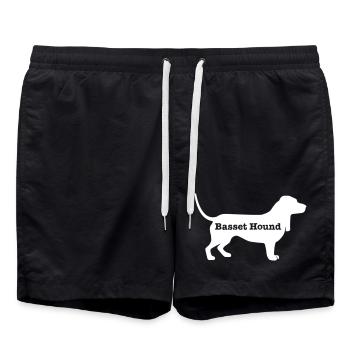 Basset Hound - Badeshorts - Schwarz - Vorne - AI Model Male 185 light (185cm)