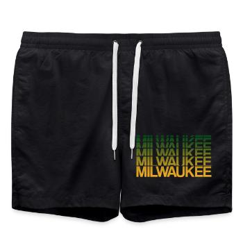 Milwaukee Gradient Blockprint - Swim Trunks - black - Front - AI Model Male 185 light (185cm)