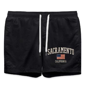 Sacramento Americana Flag Design - Badeshorts - Schwarz - Vorne - AI Model Male 185 light (185cm)