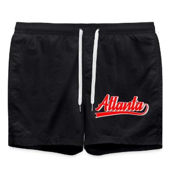 Atlanta Script Retro Logo - Badeshorts - Schwarz - Vorne - AI Model Male 185 light (185cm)