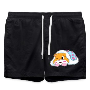 Hamster Schlafen Decke - Badeshorts - Schwarz - Vorne - AI Model Male 185 light (185cm)