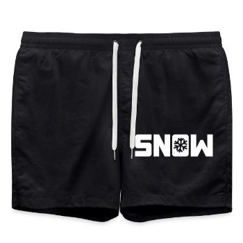 Neige Neige Flocon De Neige Hiver Noël Hohoho - Short de bain - noir - Devant - AI Model Male 185 light (185cm)