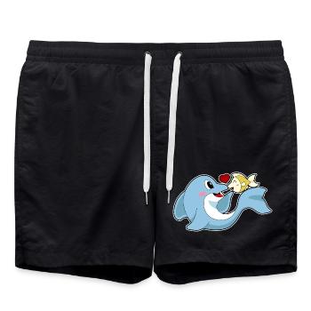 Dolphin Love Fish - Swim Trunks - black - Front - AI Model Male 185 light (185cm)