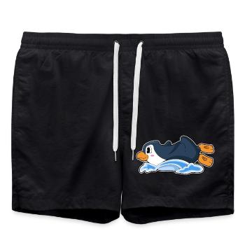 Lustiger Pinguin  - Badeshorts - Schwarz - Vorne - AI Model Male 185 light (185cm)