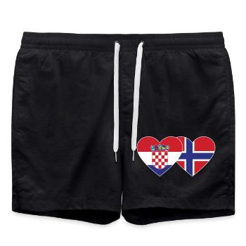 Croatie Norvège Flag Coeur - Short de bain - noir - Devant - AI Model Male 185 light (185cm)