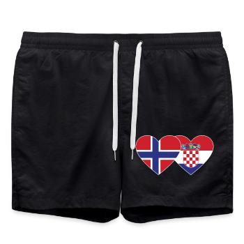 Norway Croatia Flag Heart - Swim Trunks - black - Front - AI Model Male 185 light (185cm)
