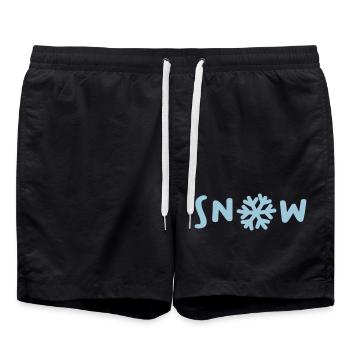 Snow Schnee Skiurlaub Quote Weihnachten Winter - Badeshorts - Schwarz - Vorne - AI Model Male 185 light (185cm)
