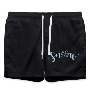 Snow Schnee Schneeflocke Handlettering Winter Xmas - Badeshorts - Schwarz - Vorne - AI Model Male 185 light (185cm)