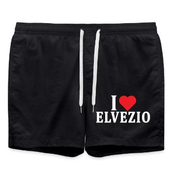 t-shirt J’adore Elvezio idée cadeau t-shirt - Short de bain - noir - Devant - AI Model Male 185 light (185cm)