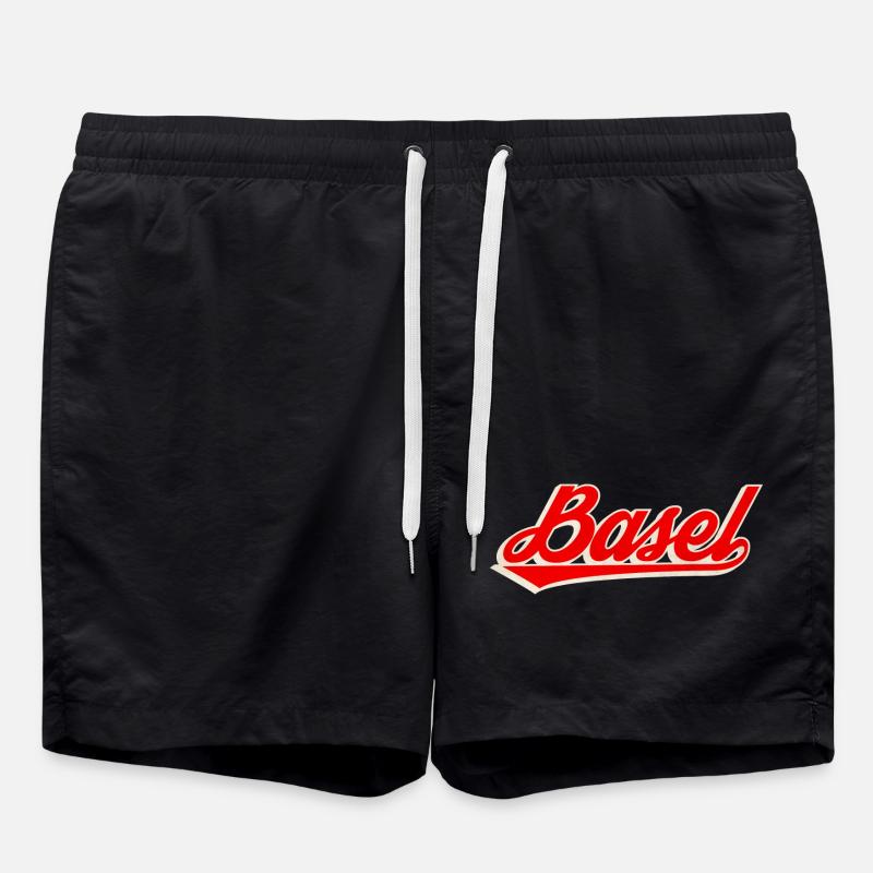 Basel Retro Font Logo - Swim Trunks - black