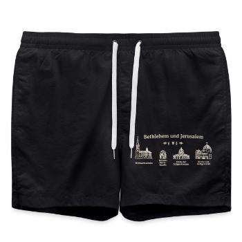 Bethlehem, Jerusalem, heilige Orte. Grabeskirche - Badeshorts - Schwarz - Vorne - AI Model Male 185 light (185cm)