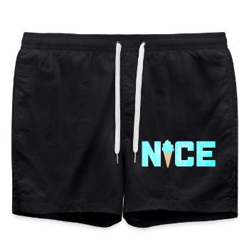 Nice Eis Icecream Eiscreme Sommer Urlaub Fun Fan - Badeshorts - Schwarz - Vorne - AI Model Male 185 light (185cm)