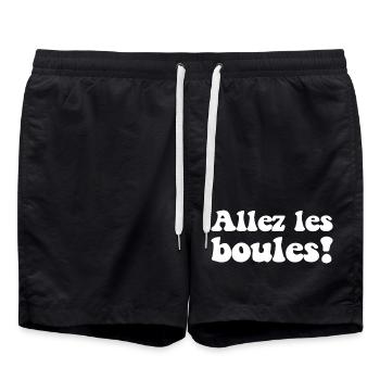 3 Boulekugeln für Bouler Boulekugel Petanque Boule - Badeshorts - Schwarz - Vorne - AI Model Male 185 light (185cm)