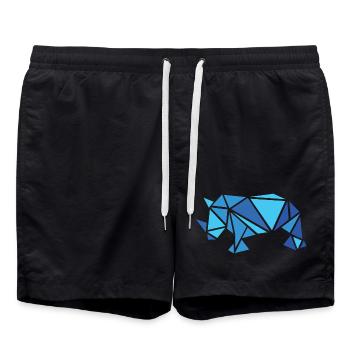 Rhino Rhino Blue Pattern Parts Animals Abstract - Swim Trunks - black - Front - AI Model Male 185 light (185cm)