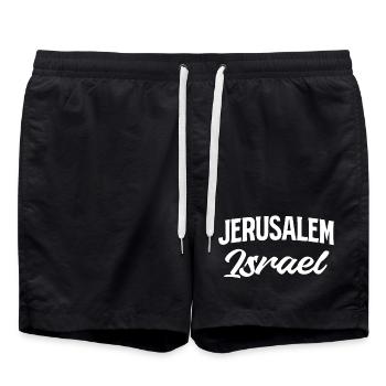 Style d’écriture Israël de Jérusalem - Short de bain - noir - Devant - AI Model Male 185 light (185cm)