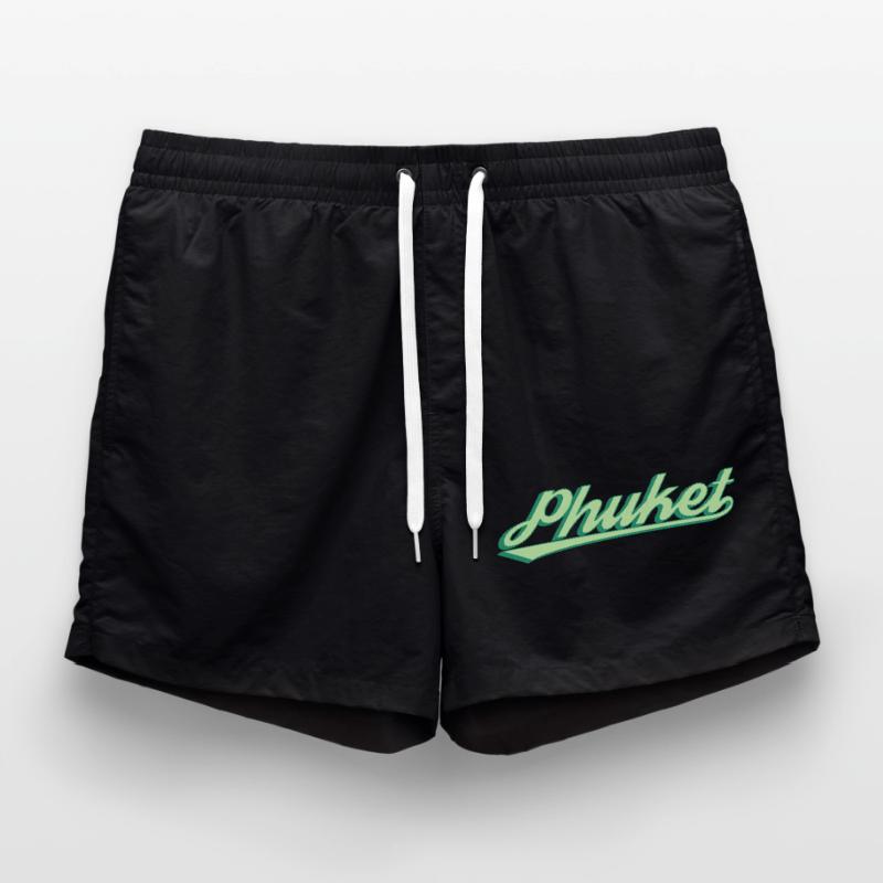 Phuket Retro Coastal Script Swim Trunks