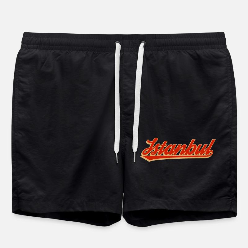 Istanbul Retro Script Logo - Swim Trunks - black
