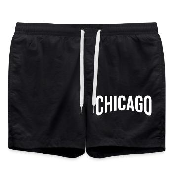 Urban Chicago Design - Swim Trunks - black - Front - AI Model Male 185 light (185cm)