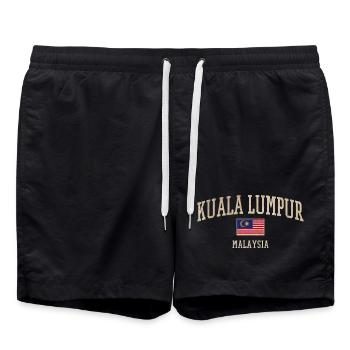 Drapeau vintage de Malaisie de Kuala Lumpur - Short de bain - noir - Devant - AI Model Male 185 light (185cm)