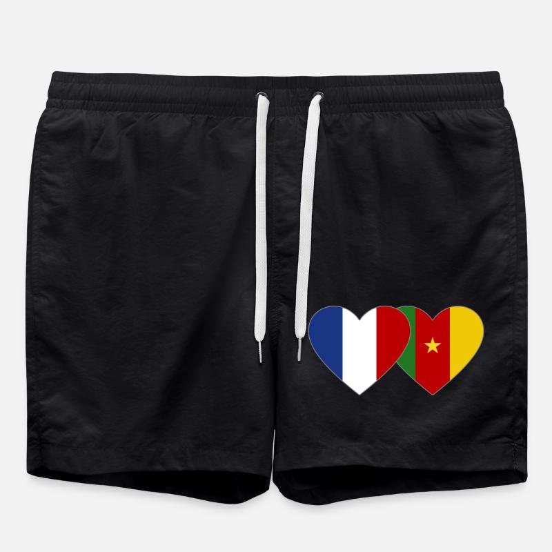 France Drapeau Cameroun Cœur - Short de bain - noir