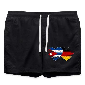 Cuba, Allemagne, drapeau, utilisé, coeur - Short de bain - noir - Devant - AI Model Male 185 light (185cm)