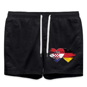 Croatie Allemagne drapeau utilisé coeur - Short de bain - noir - Devant - AI Model Male 185 light (185cm)