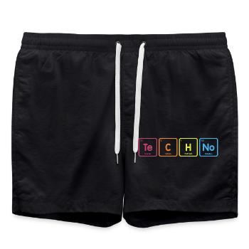 Techno-Elemente - Badeshorts - Schwarz - Vorne - AI Model Male 185 light (185cm)