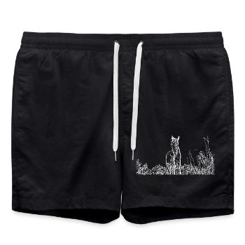 Pferde T-shirt Geschenk Reiter  - Badeshorts - Schwarz - Vorne - AI Model Male 185 light (185cm)