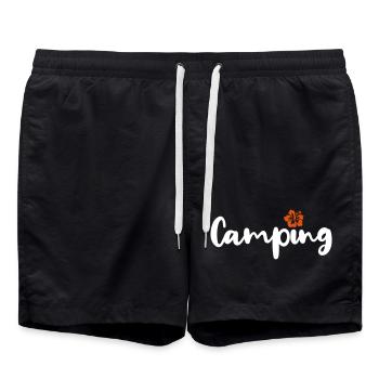 Camping Hawai Handschrift Camper Caravan Wohnmobil - Badeshorts - Schwarz - Vorne - AI Model Male 185 light (185cm)