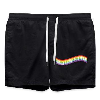 Faites l’amour, pas la guerre | Drapeau arc-en-ciel - Short de bain - noir - Devant - AI Model Male 185 light (185cm)