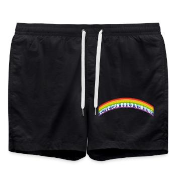 L’amour peut construire un pont | Arc-en-ciel - Short de bain - noir - Devant - AI Model Male 185 light (185cm)