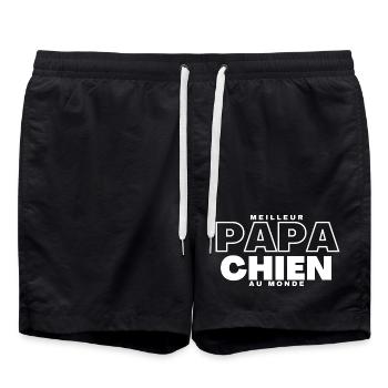 Meilleur Papa Chien au Monde - Short de bain - noir - Devant - AI Model Male 185 light (185cm)