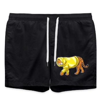 Tiger Winter Hoodie - Swim Trunks - black - Front - AI Model Male 185 light (185cm)
