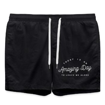 Unglaublicher Tag, um mich in Ruhe zu lassen – Lustig, sarkastisch - Badeshorts - Schwarz - Vorne - AI Model Male 185 light (185cm)
