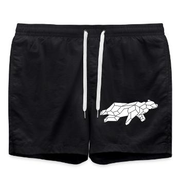 geometric white bear - Swim Trunks - black - Front - AI Model Male 185 light (185cm)