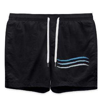 3 lignes sales vague bleue à grise - Short de bain - noir - Devant - AI Model Male 185 light (185cm)