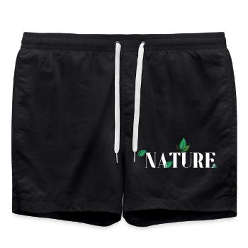 Nature Leaves Embrace Typography - Swim Trunks - black - Front - AI Model Male 185 light (185cm)