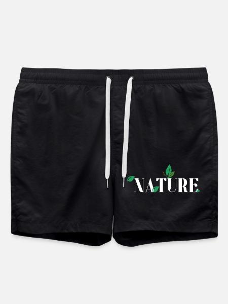 Les feuilles de la nature embrassent la typographie - Short de bain - noir